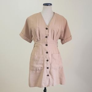 Zara Safari Camel Button Up Dress
